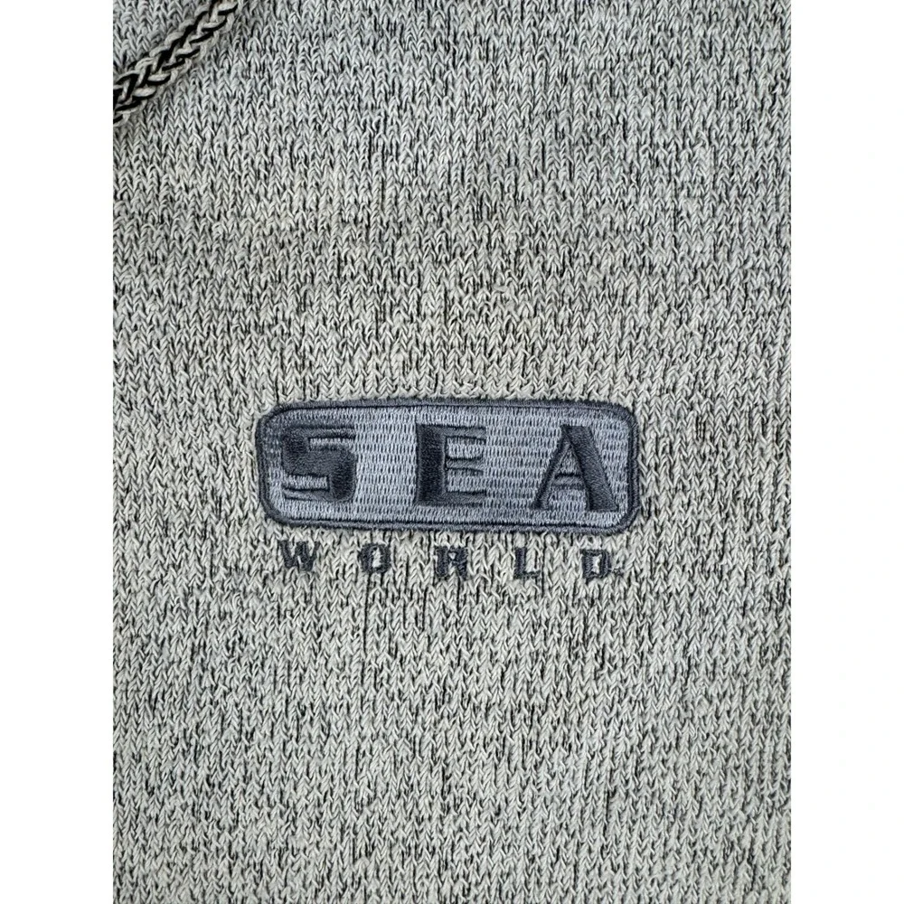 Vintage‎ Diport USA Sea World Henley Pullover Gray Textured Knit Mens Medium